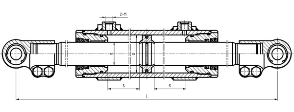 R960 steering cylinder dimensional drawing rear view