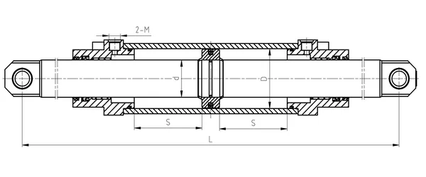 XF250 steering cylinder dimensional drawing rear view