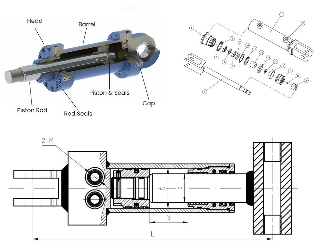 Hydraulic Boom Cylinders for Korean Concrete Pumps Hydraulic Boom Cylinder Structure