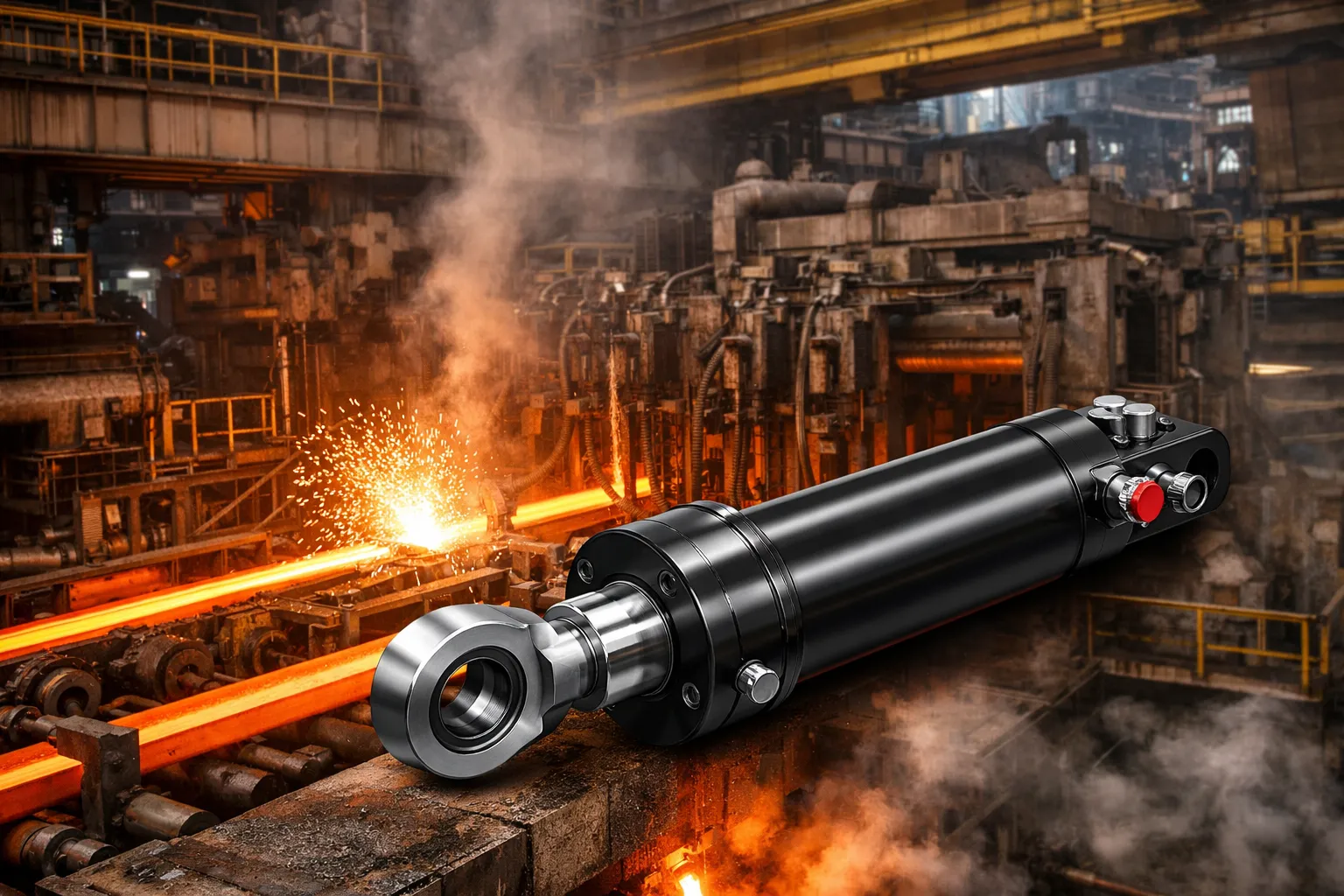 Cover lifting cylinder rod as structural column