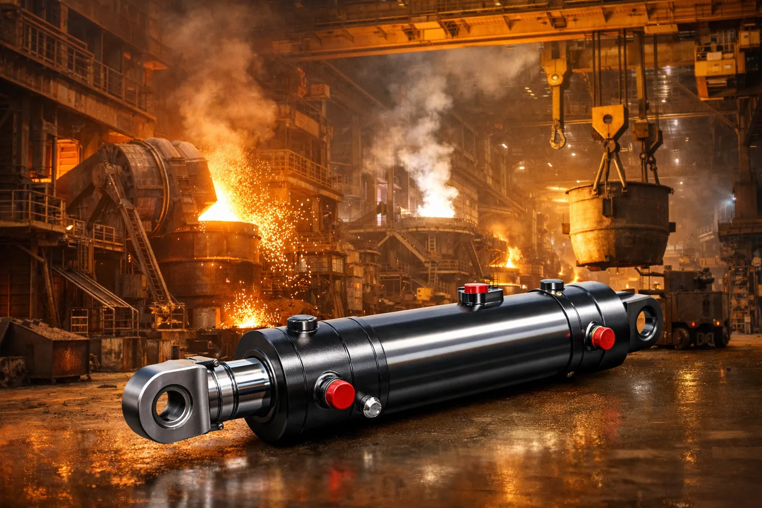 Lock cylinder and tipping cylinder on electric furnace