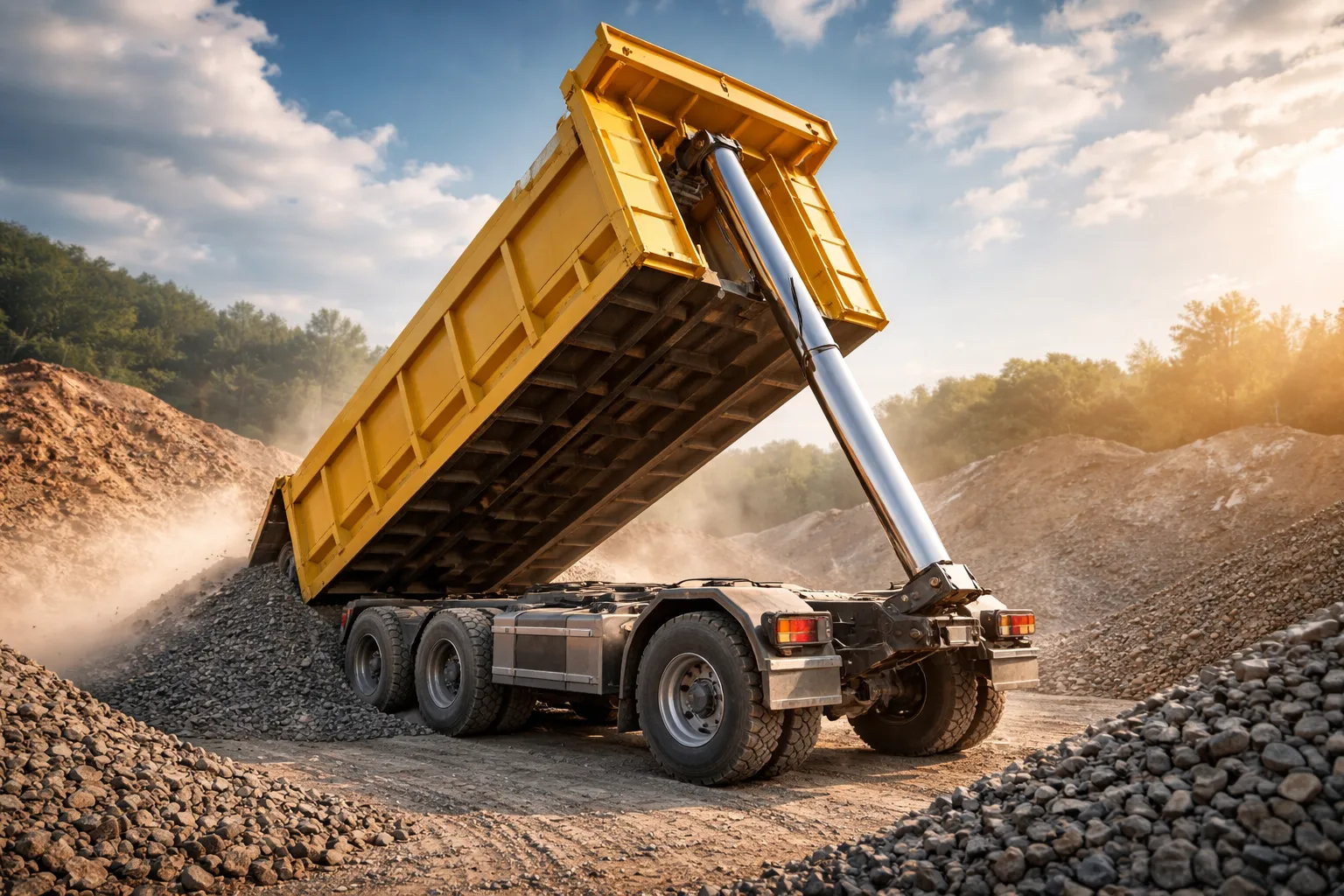 Dump truck tipping speed hydraulic system