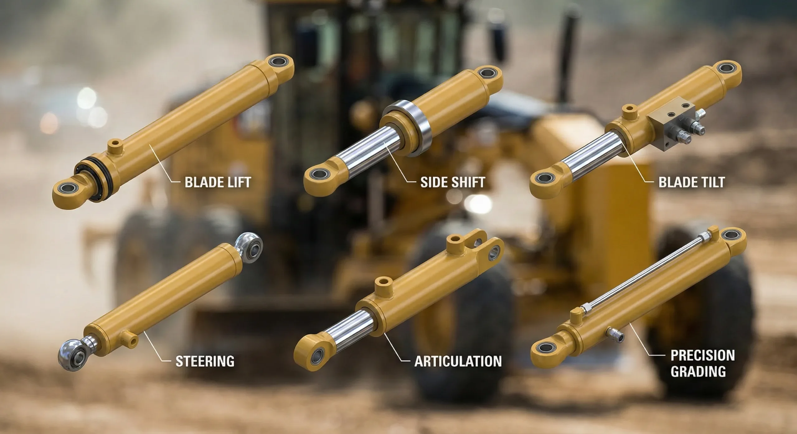 Front Axle Cylinder for Motor Grader Hydraulic Cylinder for Grader 3 scaled