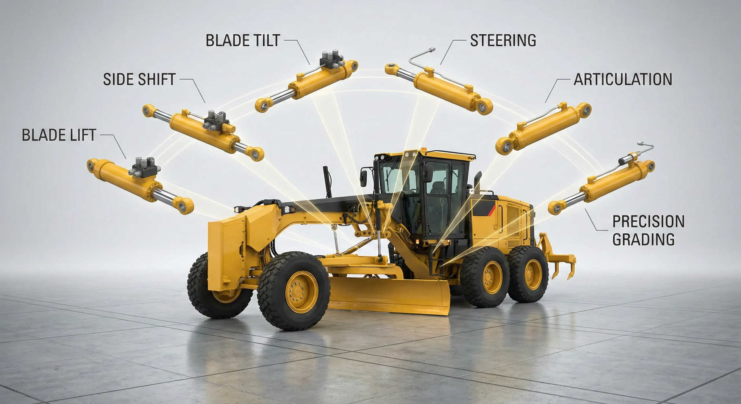 Front Axle Cylinder for Motor Grader Hydraulic Cylinder for Grader 5 scaled
