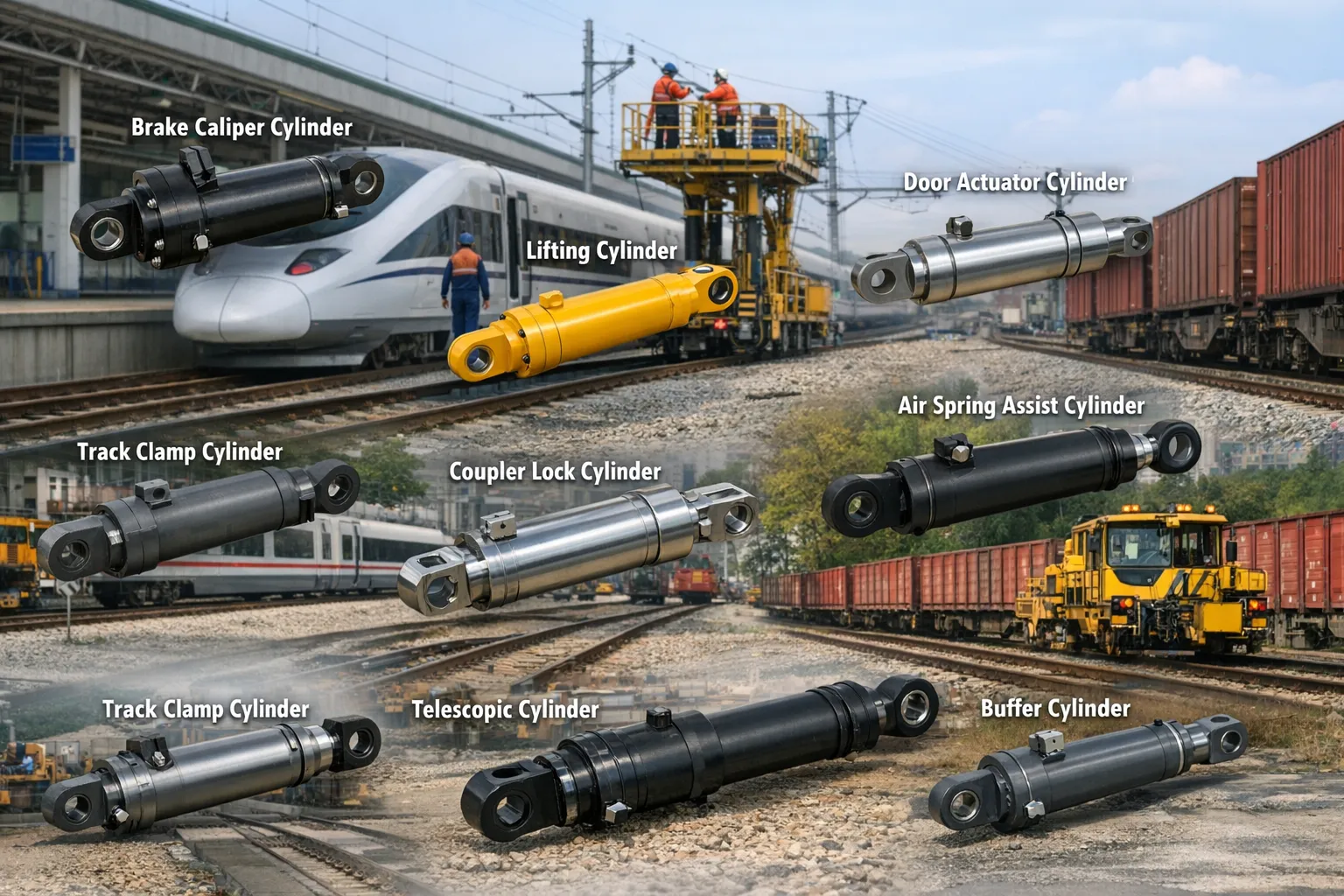 Track Gauge Cylinder for Track Construction Vehicles Hydraulic Cylinder for Railway Metro 6