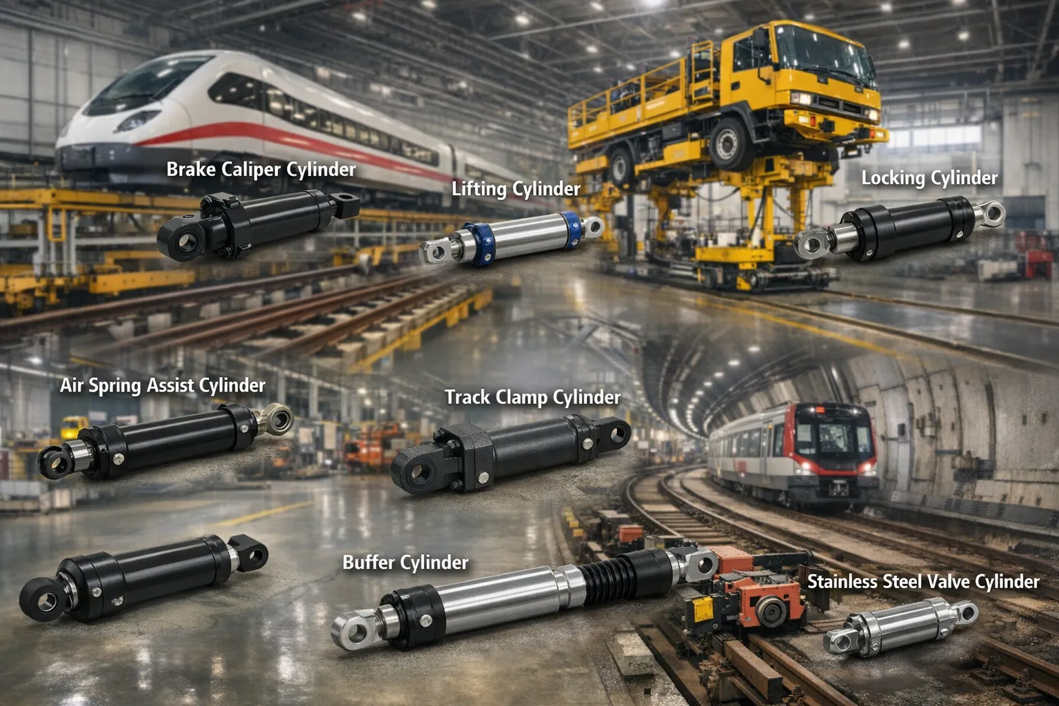 Tamping Clamping Cylinder for Track Construction Vehicles Hydraulic Cylinder for Railway Metro 7