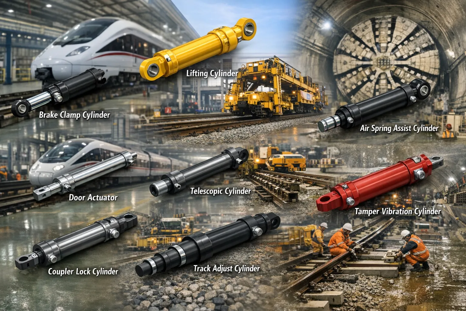 Yaw Hydraulic Cylinder for High-Speed Bogie Steering Control Hydraulic Cylinder for Railway Metro 8