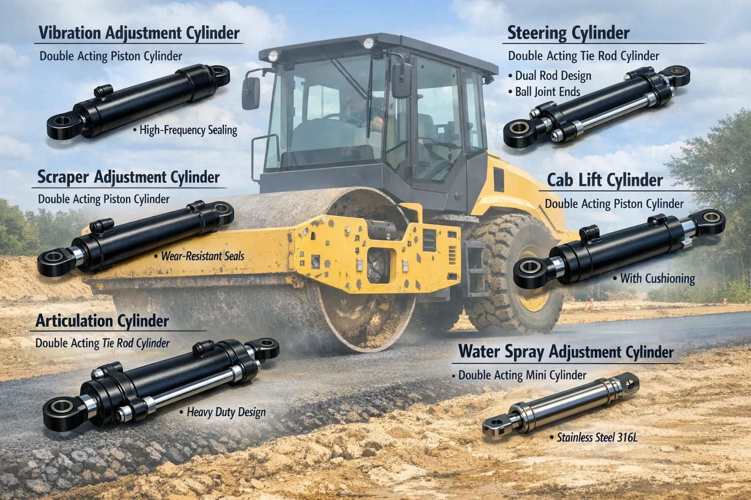Cab Tilt Cylinder for Road Roller Hydraulic-Cylinder-for-Road-Roller-4