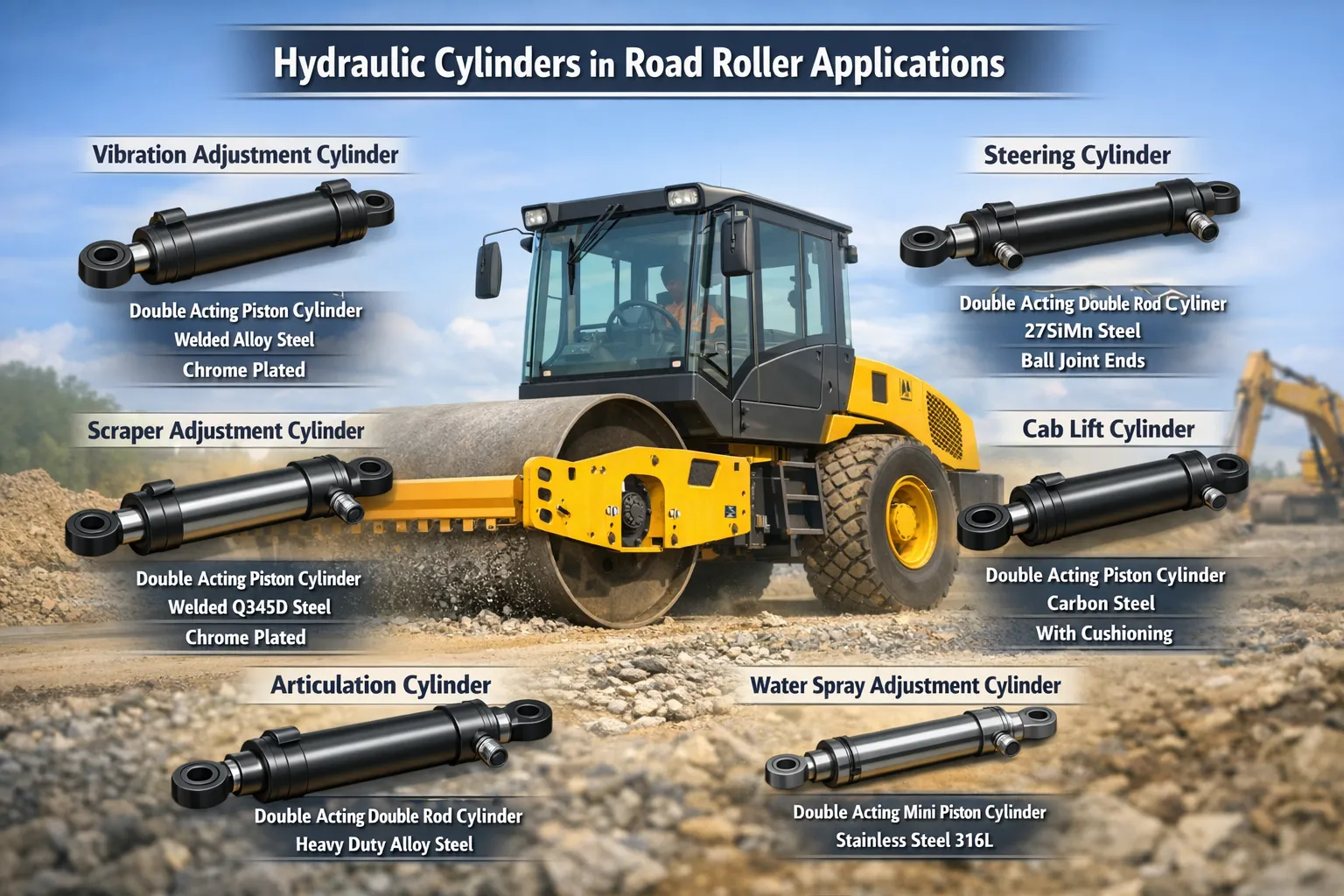 Articulated Hydraulic Cylinder For Road Roller Hydraulic Cylinder for Road Roller 5