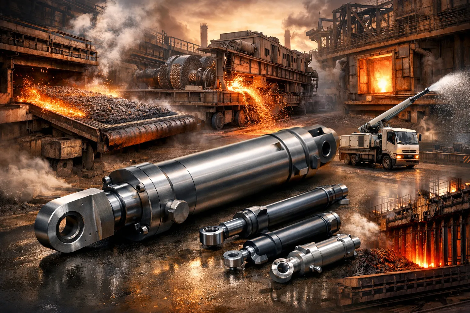 Filter press hydraulic cylinder in industrial filtration plant