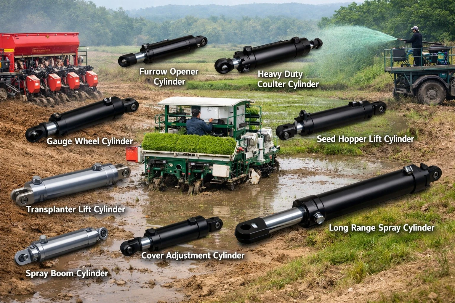 Press Wheel Pressure Cylinder for Precision Drill Seeders Hydraulic Cylinder for Sowing Fertilizing type 3