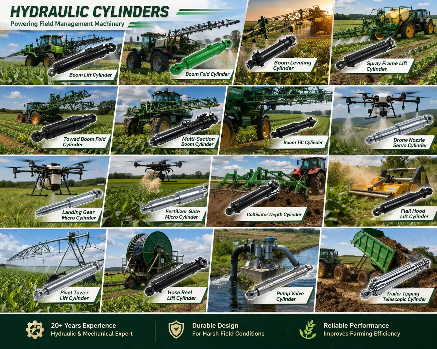 Steering cylinder variants for agricultural transport vehicles