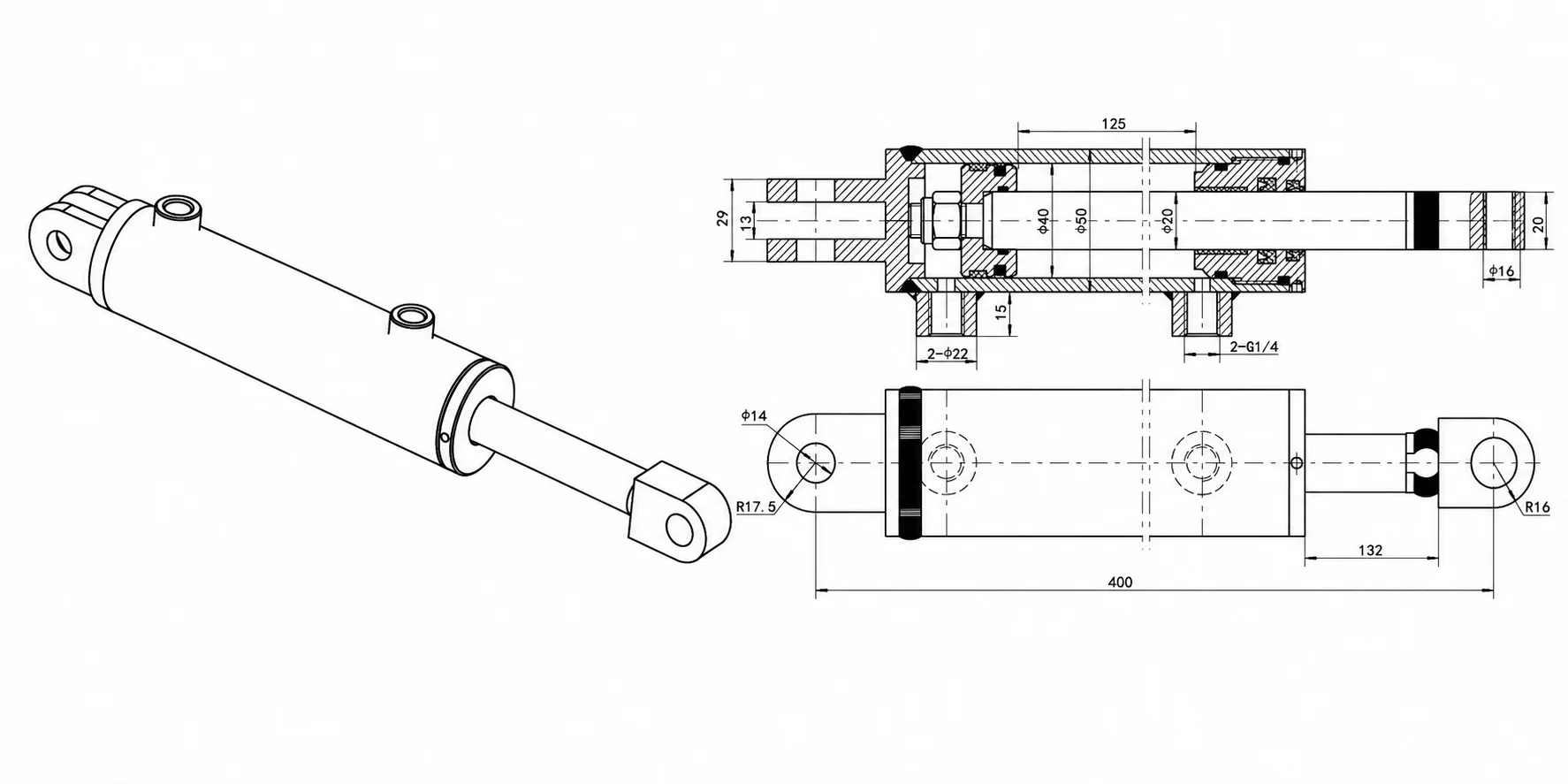 HCYY11112004 Hydraulic Cylinder Dimension 1