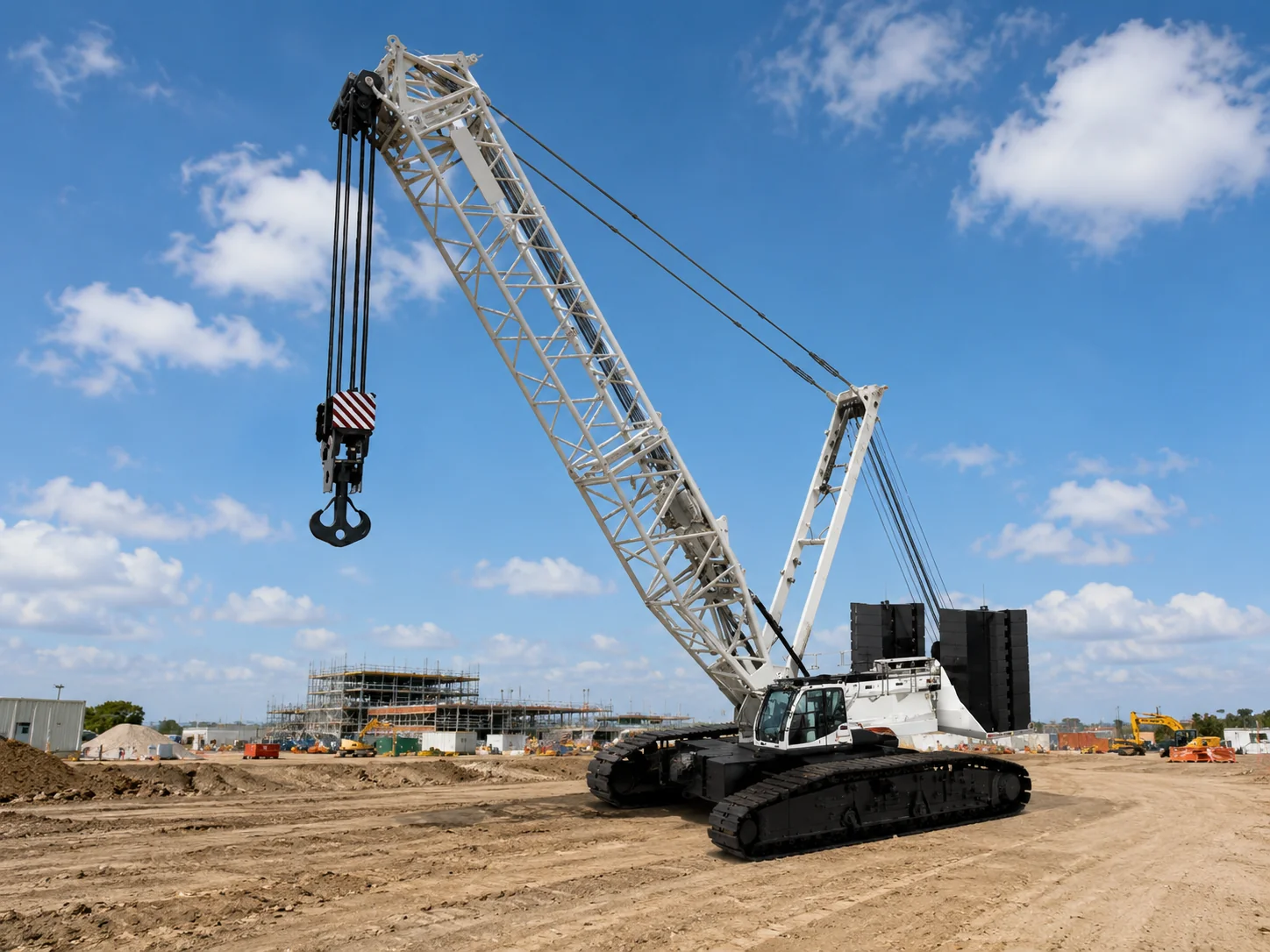 Mobile crane with telescopic boom fully extended