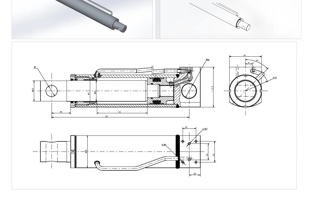 Truck Crane Counterweight Cylinder | EP-HCYY11112017 Model Dimension Drawing