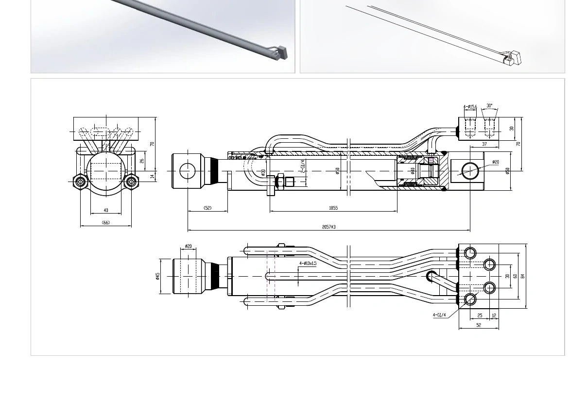 Truck Crane Spring Cylinder | EP-HCYY11112013 Model Dimension Drawing